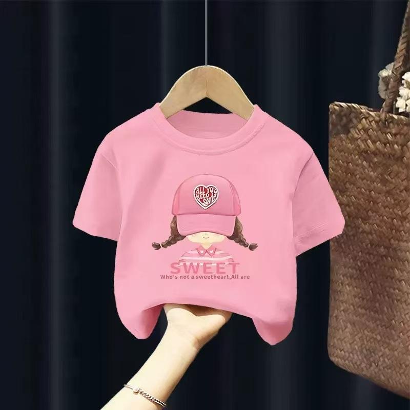 Girls White Short Sleeve T Shirt Summer Casual Top For Big Kids