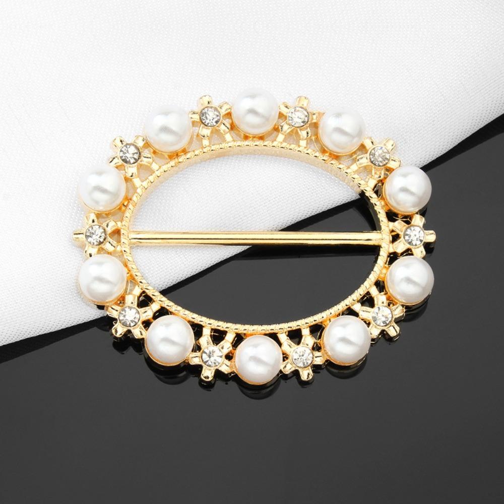 Pearl Brooches Crystal Shirt T-shirt Fixed Holder Jewelry Accessories Shawl Scarf Clip  Women Lady