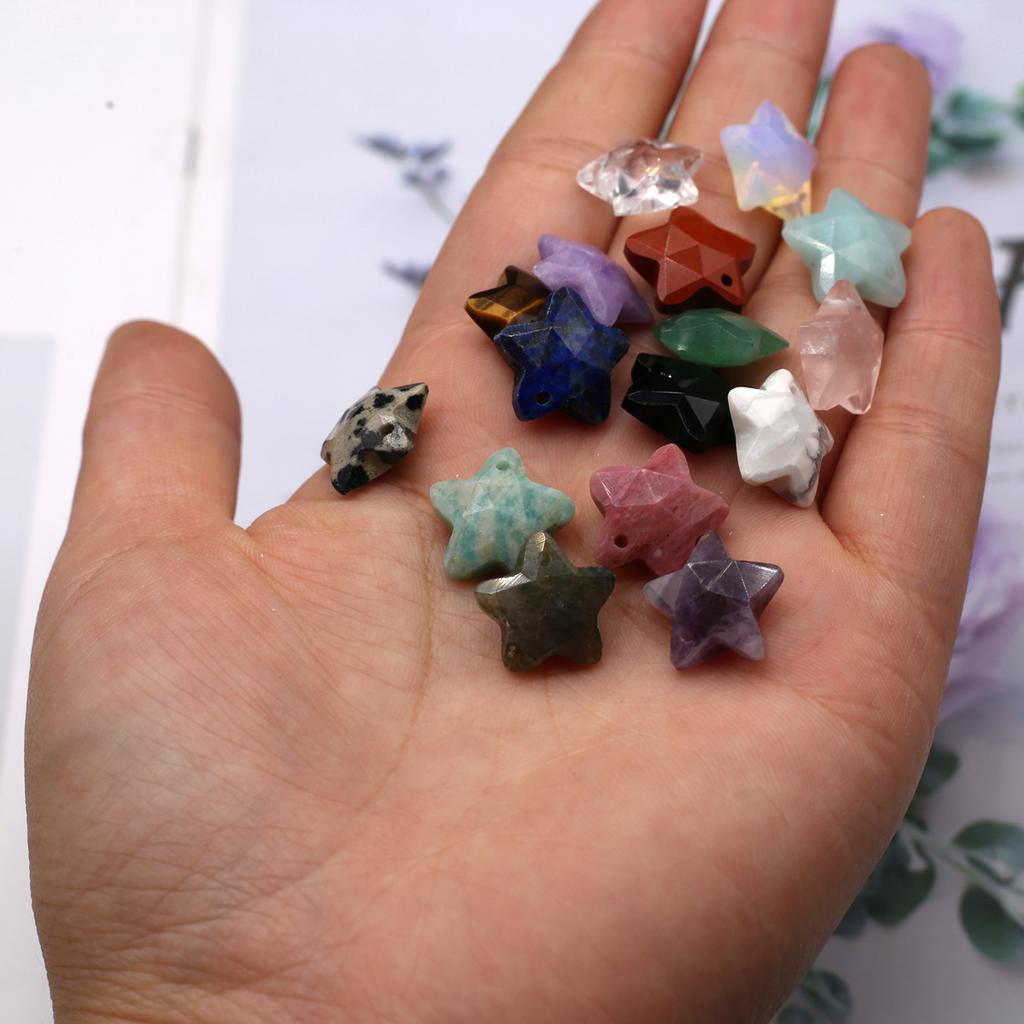 1 шт., кулон с кристаллами для исцеления Boho Reiki, подвески из натурального камня аметиста в виде пентаграммы для изготовления ювелирных изделий, рождественские подарки своими руками 15x15 мм