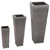 VidaXL Raised Garden Beds 3 Pcs Woven Resin Grey