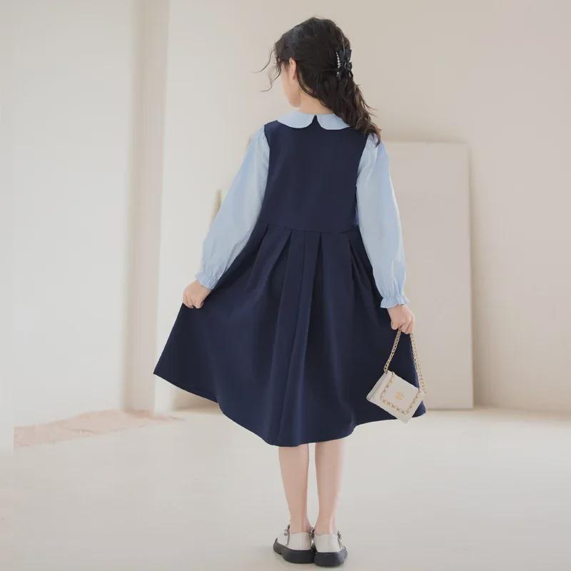 Парные платья для родителей и детей в студенческом стиле 2024 года: Юбка выше колена для девочек «Осенняя принцесса»