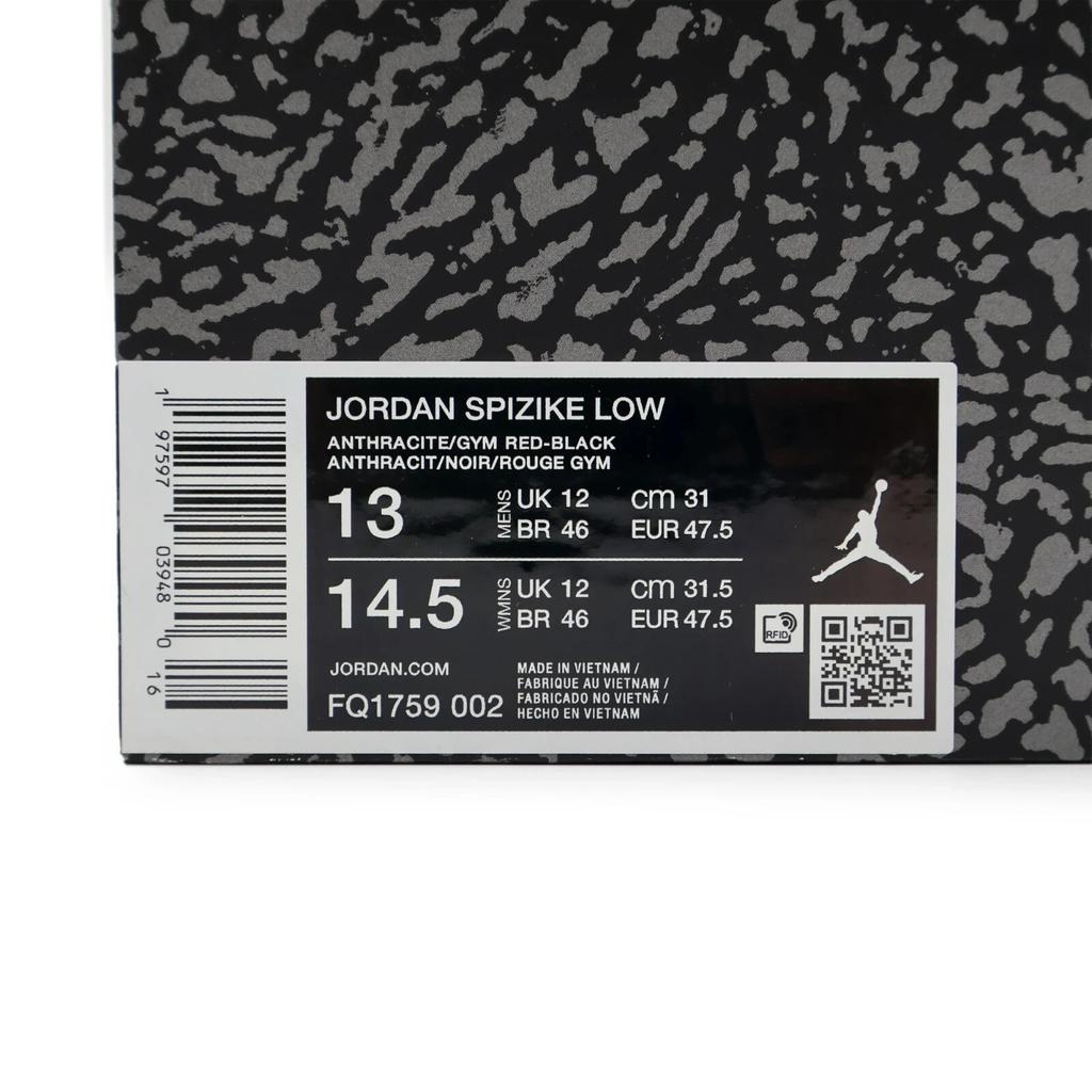 FQ1759-002 Nike Jordan Spizike Low Антрацит Гимнастический Красный Черный Серый Белый (Мужской)