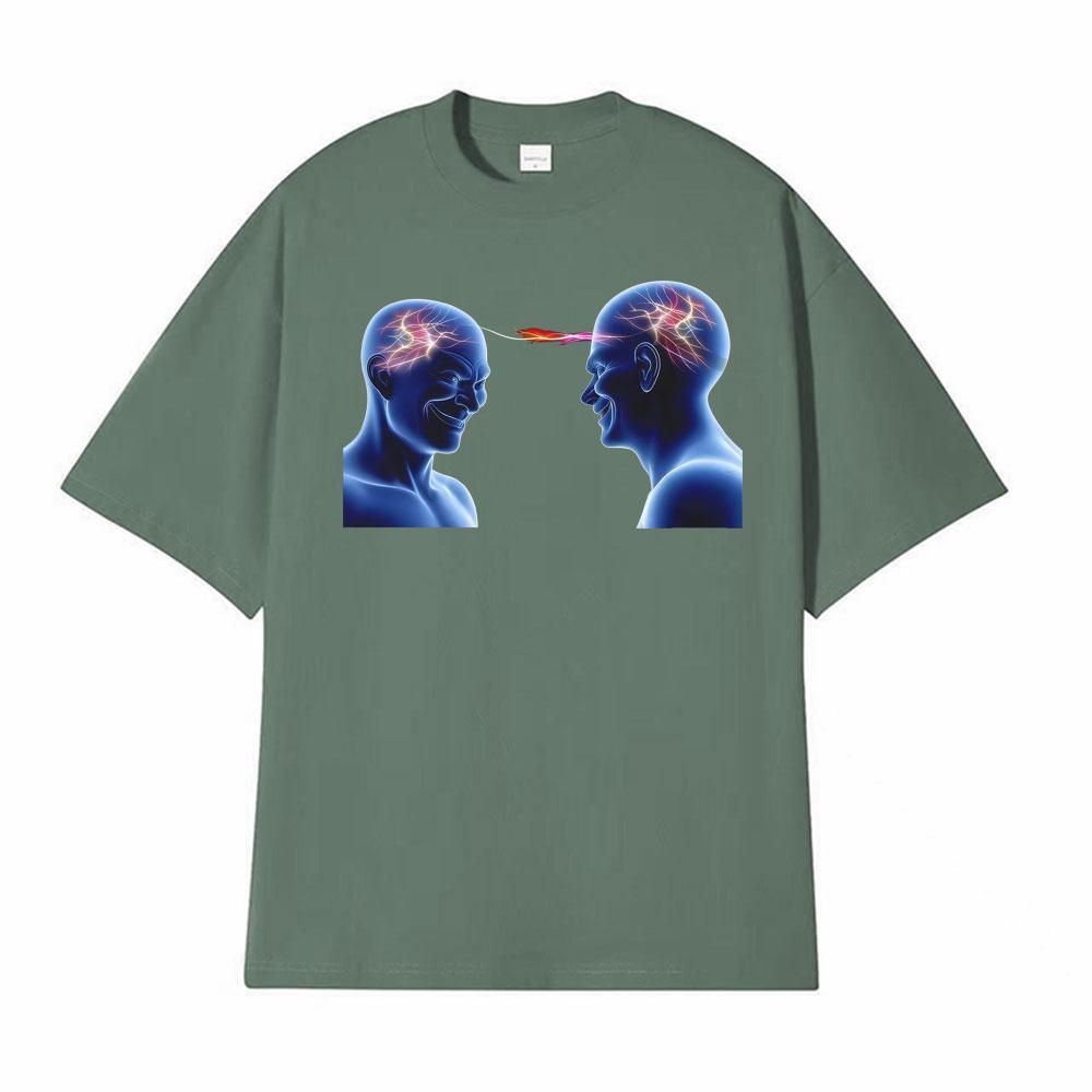 Telepathic Connection Shared Braincell Meme T Shirt Men Women Fashion Classic High Quality Tshirt Oversized Loose Tshirts Tops