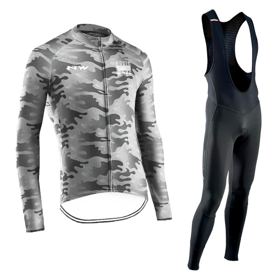 Autumn Breathable , Long-sleeved Cycling Suit, Strap Suit, Men's and Women's Autumn and Winter Breathable Road Cycling Quick-drying Cycling Suit