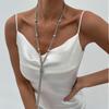 Simple Y-shaped Metal Tassel Plain Chain Necklace Cold Wind Multi-layer CCB Beads Collarbone Chain High Fashion Sense Party Commuter Women's Necklace