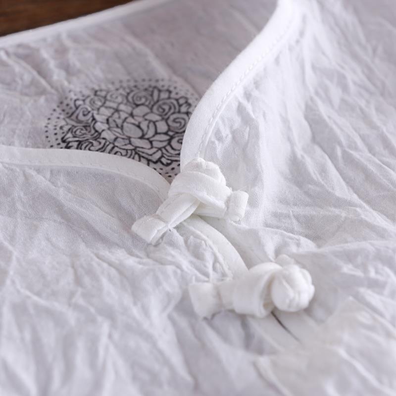 Футболка с короткими рукавами из искусственного льна с пряжкой в китайском стиле, тонкая повседневная мужская футболка из искусственного хлопка и льна со складками