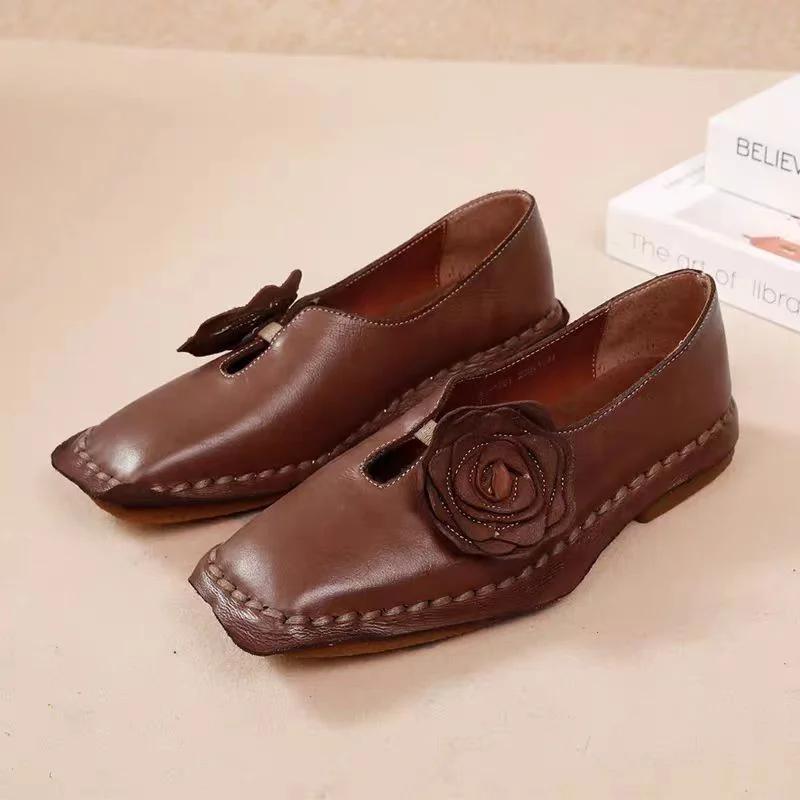 Flower Women Loafers Shoes Flats Summer Casual Shoes Retro Woman Sandals 2025 Designer Brand Walking Femme De Zapatos