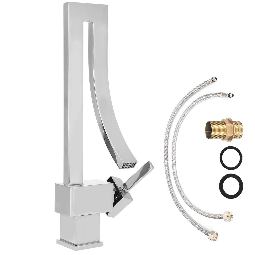 G1/2 Sink Basin Faucet with Waterfall Spout Hot Cold Mixing Water Tap Bathroom Kitchen