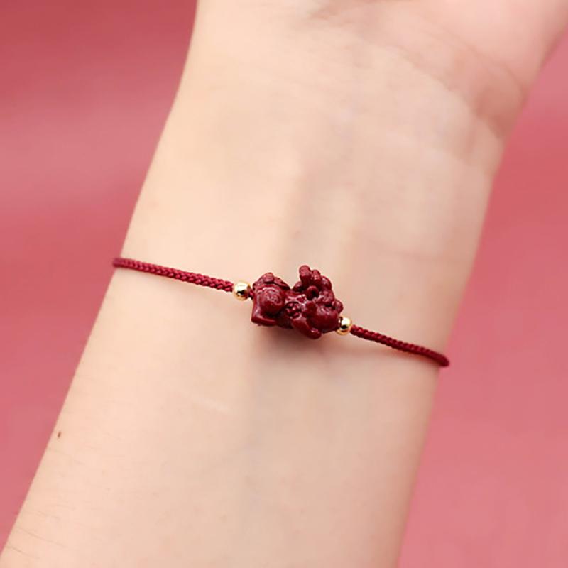 Сплетенный вручную фиолетовый киноварный браслет на удачу ручной работы, браслеты из красной веревки, размер регулируется
