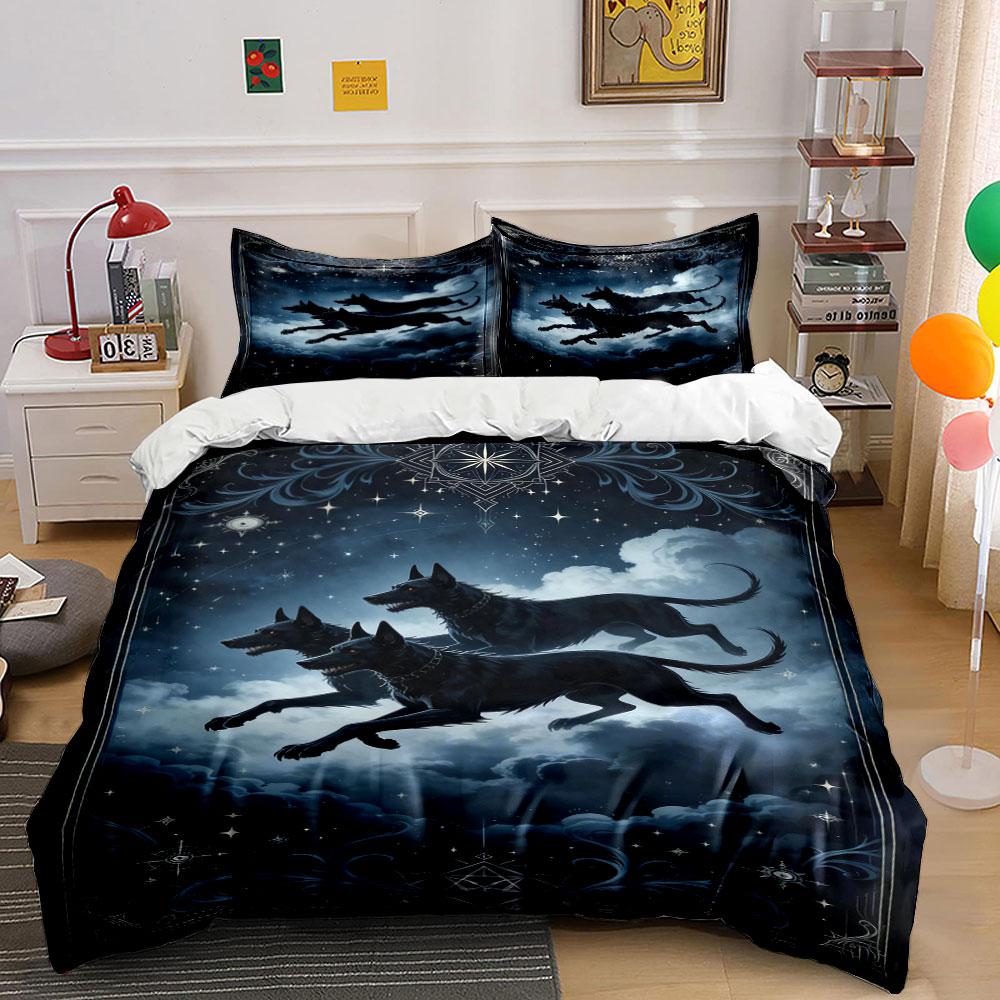 Running black wolves pattern. Bedding sets Duvet cover sets Duvet covers Pillowcases(1 * Duvet Cover 2 * Pillowcases without duvet insert)