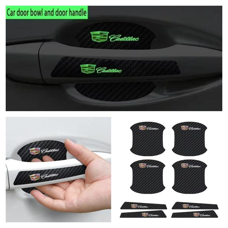 Luminous Car Door Handle Stickers Anti‑Scratch Decals for Cadillac Escalade CT4 CT5 CT6 XT4 XT5 XT6 CTS ATS SRX XTS STS SLR