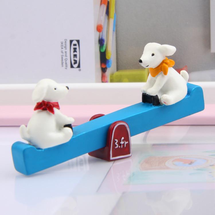 Kawaii Garden Ornament Resin Dog Seesaw Figure With Versatile Planting Decor For Gifts