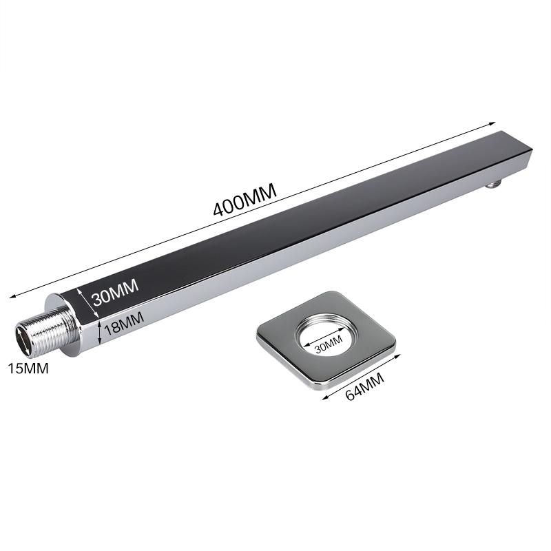40cm Shower Extension Arm 304 Stainless Steel Wall Mounted Silver Polished Extra Arm Bathroom Bracket Bar For Rain Shower Head