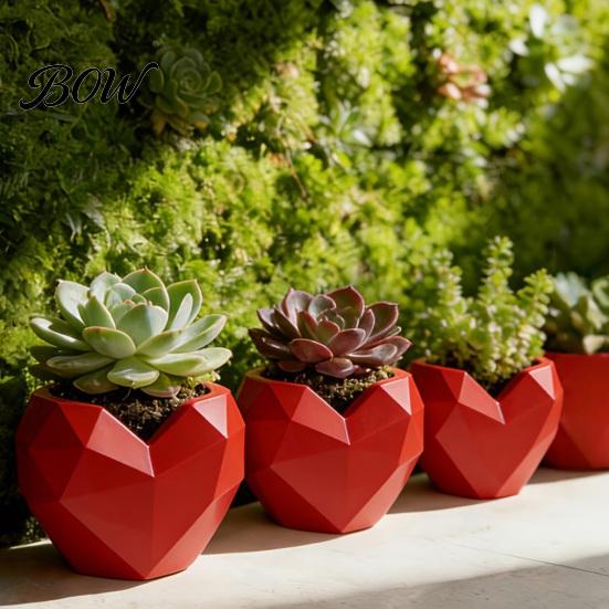 Cactus Planter Pot Love Heart Shape Pot, 3D Printed Geometric Modern Flowerpot Flowerpot, Succulents Plants Container, Gift for