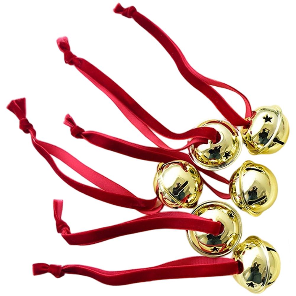 6pcs Christmas Iron Bells Ornaments Set Red Hanging Decor For Tree Modern Christmas Tree Party Decorations
