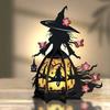 Yousheng Halloween Witch Lantern 3D Spooky Lantern Light-up Table Centerpiece Gothic Bat Skull Witch Lamp for Home Mantel Entryway Tabletop Decoration