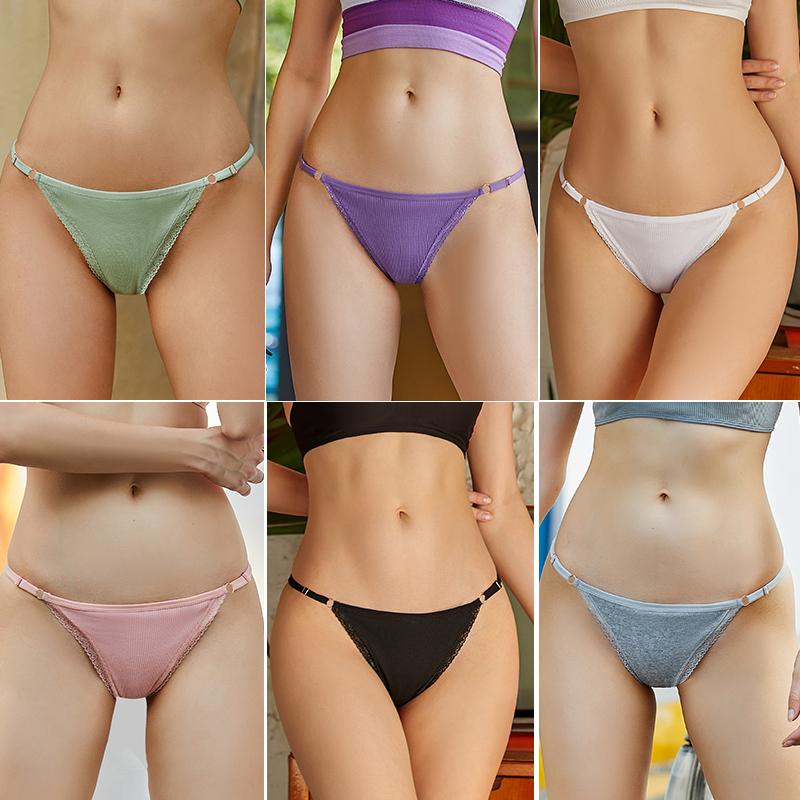 4PCS/Set Adjustable Waist Sexy G-string Panties Cotton Women's Underwear Girl Female Pantys Bikini Lady Thongs Lingerie