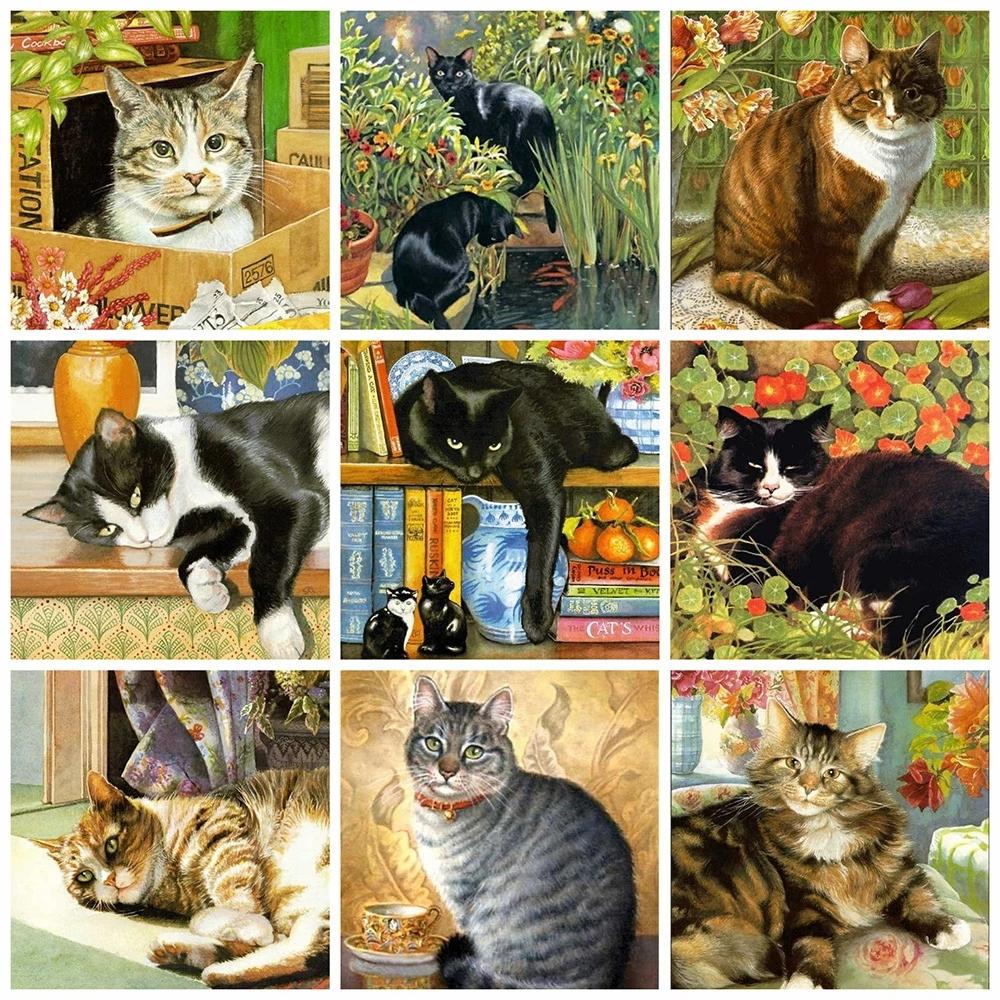 5d Алмазная картина Кошка Мозаика Животное DIY Алмазная вышивка Стразы Картинки Домашний декор Ремесло