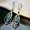 Fashionable Banquet Elegant Emerald Cubic Zirconia Earrings, High-end Inlaid  Wedding Style Swaying Zircon Accessories