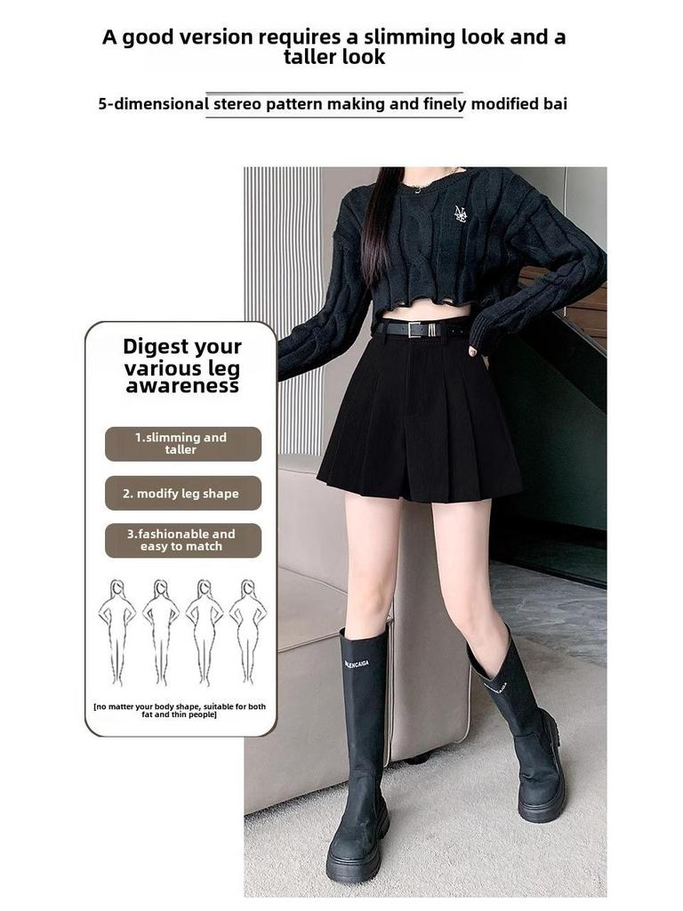 Женские вельветовые шорты с высокой талией и складками — облегающие, широкие, универсальные повседневные модели на осень/зиму 2023 г.