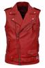 Новый 100% натуральный кожаный красный жилет на пуговицах в стиле вестерн, пальто, куртка из овчины для мужчин