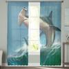 Ocean Wave Spray Shark Modern Tulle Curtains For Living Room Bedroom Home Kitchen Window Sheer Curtains