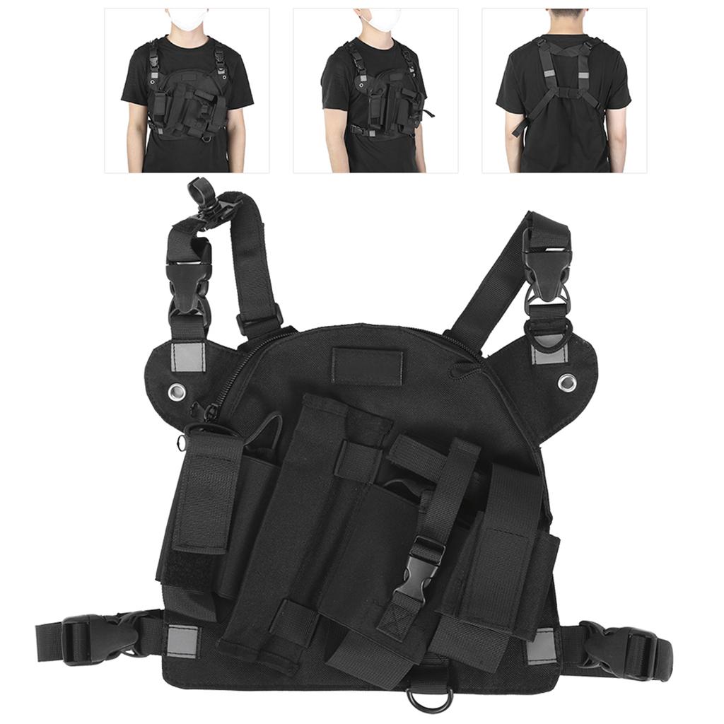Рация Нагрудный Фронтальный Подсумок Тактика Открытый Жилет Разгрузка Сумка для Ношения Сумка для ХраненияЧерный