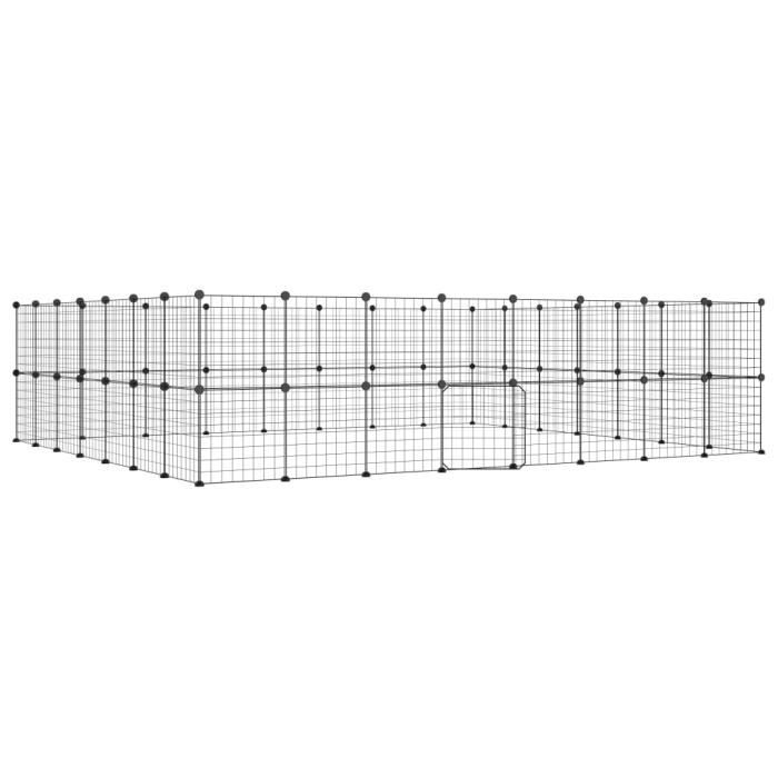 3114042 vidaXL Pet Cage with 60 Panels and Door Black 35x35 Cm