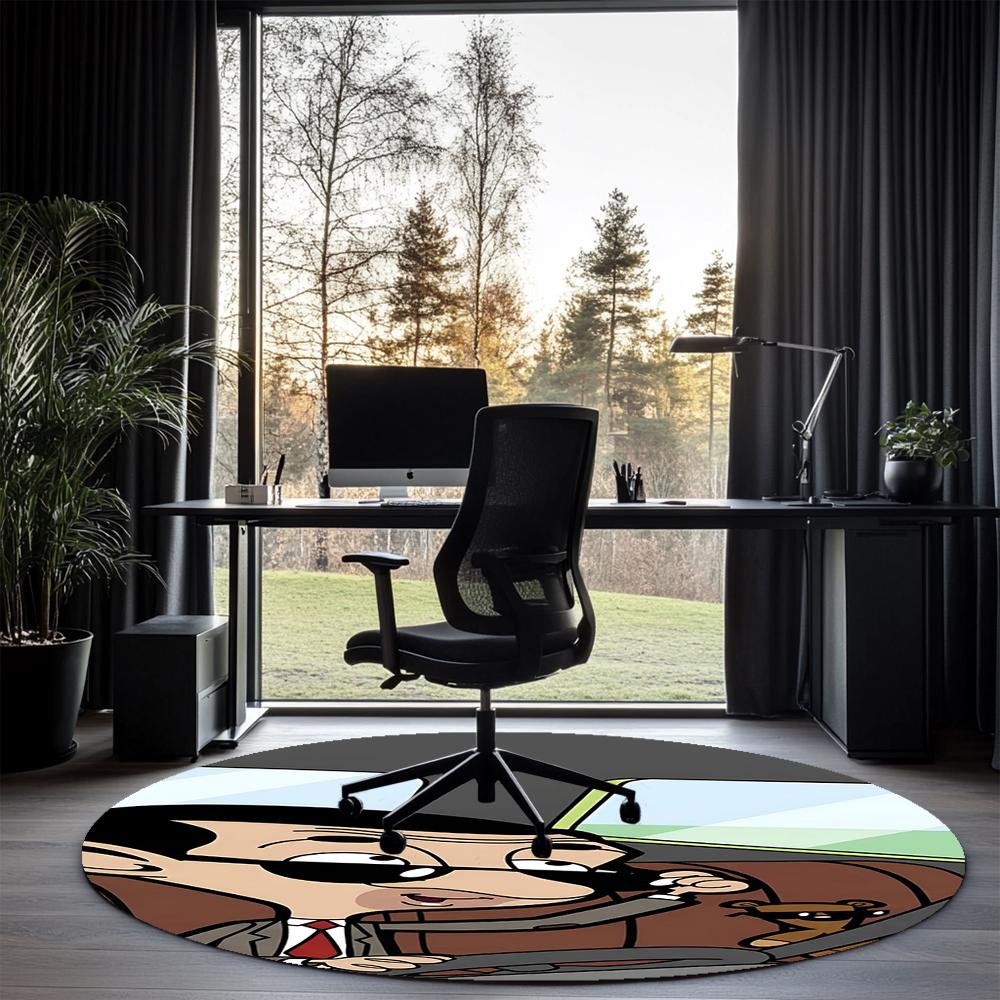 Mr Bean Printed Round Rug Carpet Chair Rug Area Rug Entryway Doormats,for Office Chair Living Room Bedroom Kitchen Room.