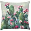 Short Plush Material Pillowcasehome Decor Cactus With Pink Flowers Floral Pattern Cushion Pattern Cushion Cover Suitable For Sof