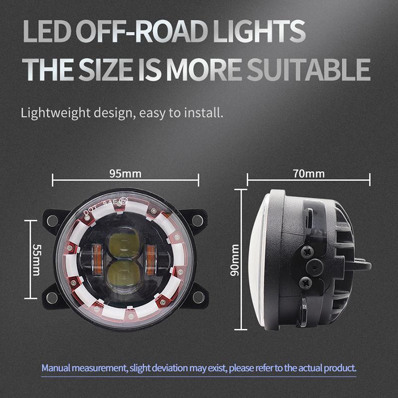 3,5-дюймовые светодиодные противотуманные фары в сборе для бездорожья с ангельскими глазками, 40 Вт, красные, желтые, Halo, DRL, противотуманные фары для Jeep Wrangler JK JT