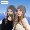 Women's Knitted Hat Winter European and American Warm Hat Scarf Set Fleece Ear Protector Pullover Wool Hat