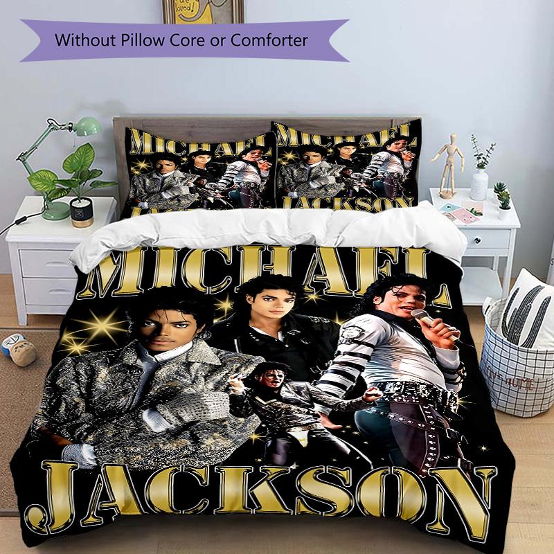 Michael Jackson Star Music Print 3Pcs Bedding Setduvet Cover With 2 Bedropillowcase Home Birthday Gift