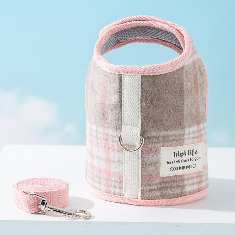 Корейская версия простого жилета для собак в клетку, поводок для кошек, поводок для выгула собак