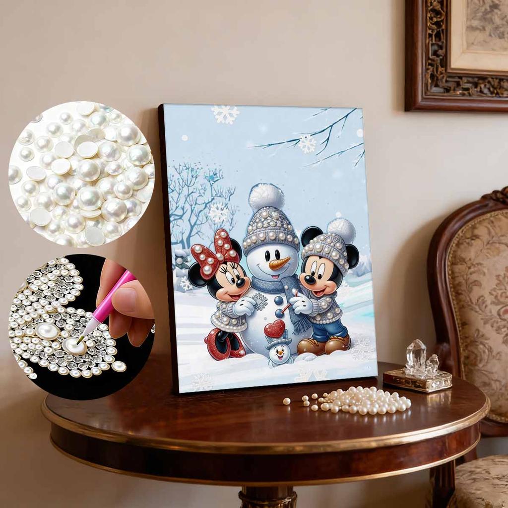 Disney Микки Минни Снеговик 5D DIY Набор для рисования жемчужной мозаикой Рождественская Зимняя Сцена со Снеговиком Вышивка Пазл Вышивка крестом Домашний Декор