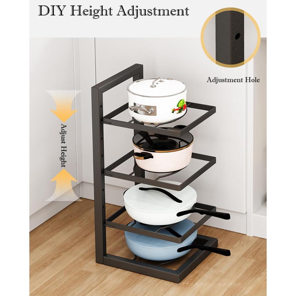 Регулируемая полка для кастрюль, кухонная полка для хранения кастрюль из нержавеющей стали, многослойный органайзер для кастрюль и сковородок для кухни