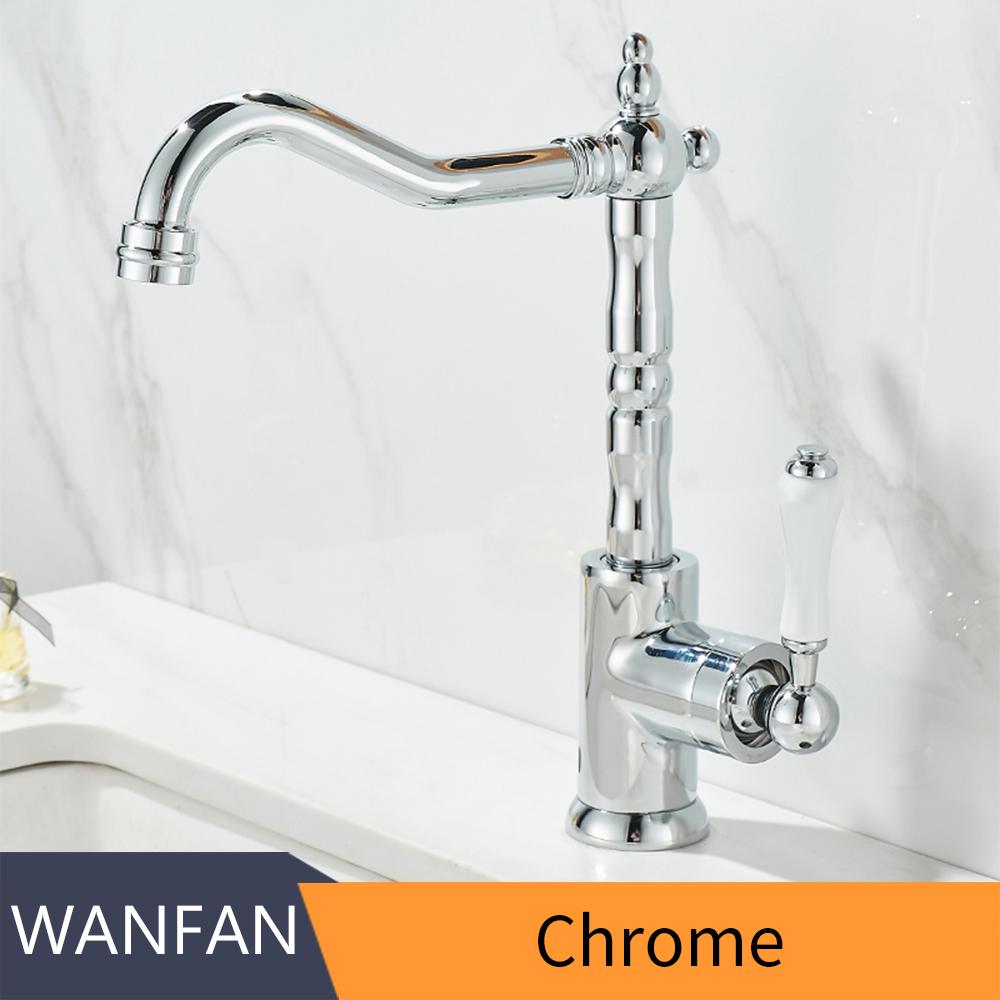 Kitchen Faucets Retro Industrial Style Gold Brass Crane Bathroom Faucets Hot and Cold Water Mixer Tap Torneira 9161