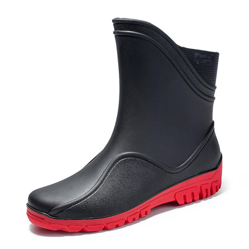 Trendy and Fashionable Men's Rain Shoes Waterproof and Non-slip Fishing Rain Boots Thick-soled Wear-resistant and Warm Car Wash Water Shoes
