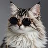 Cat Sunglasses Retro Pet Glasses with Gold Chain for Cats Small Dogs