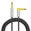 Curly 14-inch Straight To Right-Angle Gold-Plated Guitar Cable with PU Jacket for Electric Guitar, Bass, Mixer, Amplifier, and Equalizer. 3-Meter
