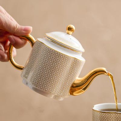 Позолоченный керамический чайник, устойчивый к высоким температурам, домашний чайник для заваривания с отверстием для фильтра