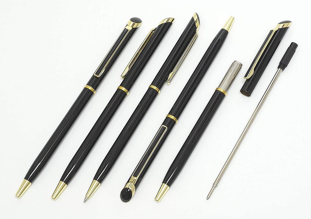 Набор из 2 пеналов из зернистой коровьей кожи шоколадного цвета, металлического стержня и вращающейся шариковой ручки с эпоксидной смолой, черный SASTYO-701S-WD002-B-2