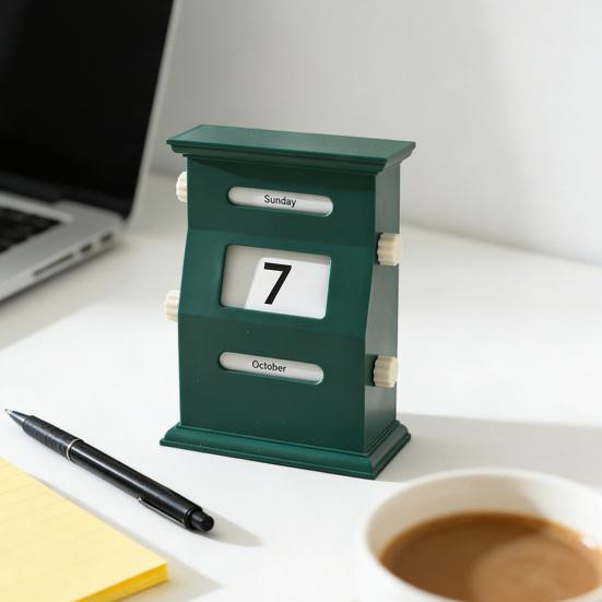 Вечный календарь в ретро-стиле, настольный календарь с вращающимся дисплеем, простая ручная настройка даты, месяца, дня, календарь