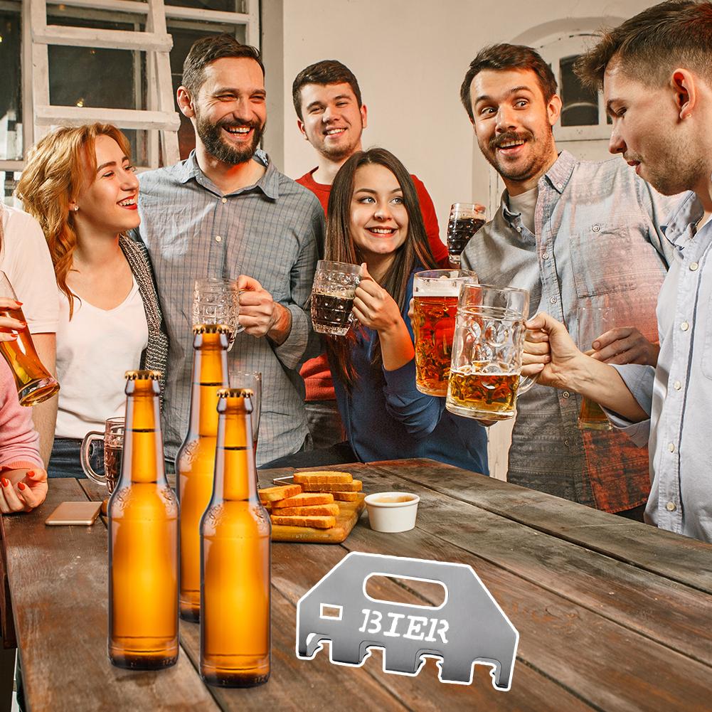Stainless Steel Beer Bottle Opener & Holder Beer Bottle Caddy Holder Disposable Open Four Bottles Of Beer Parties Kitchen Tool