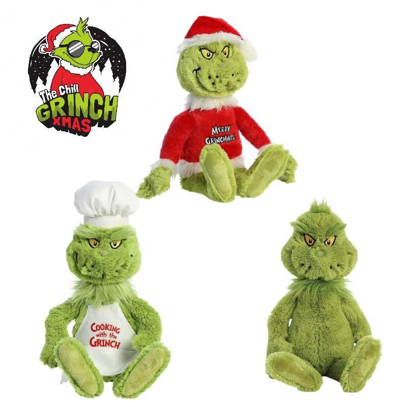 Grinch Christmas Chefs Dress Up Plush Toys Stuffed Dolls Kids Gift Soft Cuddly