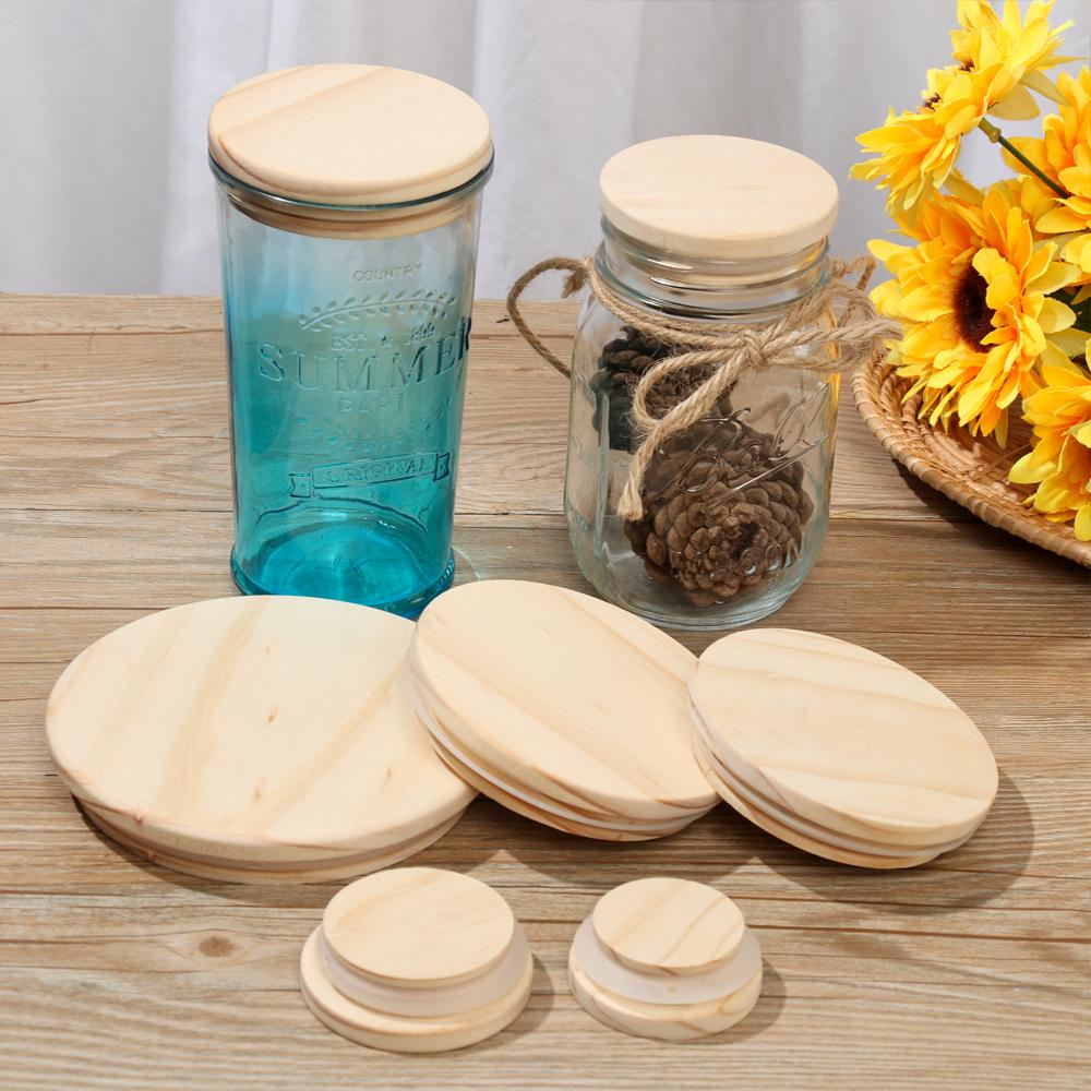 Sizes Compatible Bottle Sealing Caps Mason Jar Lid Wide Mouth Cover Canning Storage Wood Lids