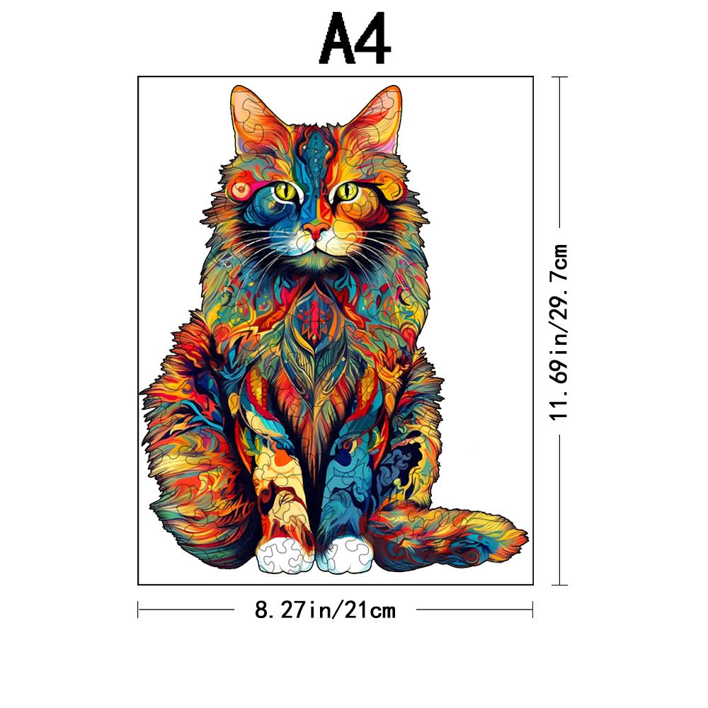 Interesting Colorful Cat - Wooden Puzzle - Challenge Your Brain - Perfect For Birthdays And Holidays - Colorfulchristmas Gifts
