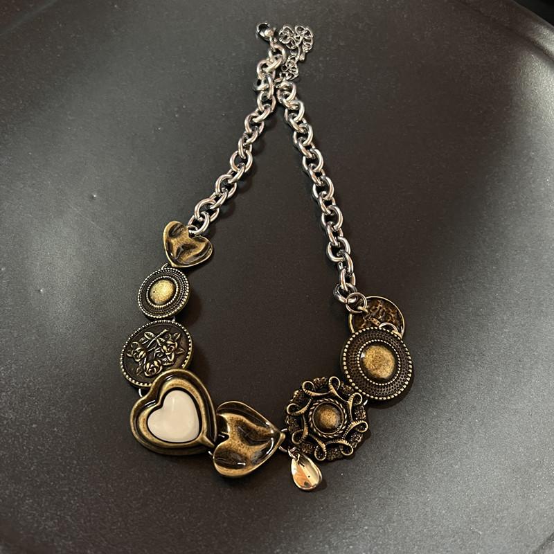 Винтажная кожаная коричневая подвеска-камень, ожерелье-чокер, цепочка на ключицы, темперамент, для женщин, девушек, осеннее, зимнее