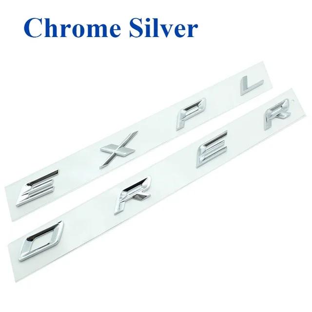 YCGQ2 Chrome Black Logo Explorer Emblem Leters Car Front Hood Emblem Bonnet Bagde For Ford Explorer 4 5 6 Explorer Sticker Accessories