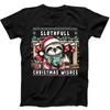 Slothful Christmas Wishes Cozy Sloth Funny Gift Black Tee T Shirt 197